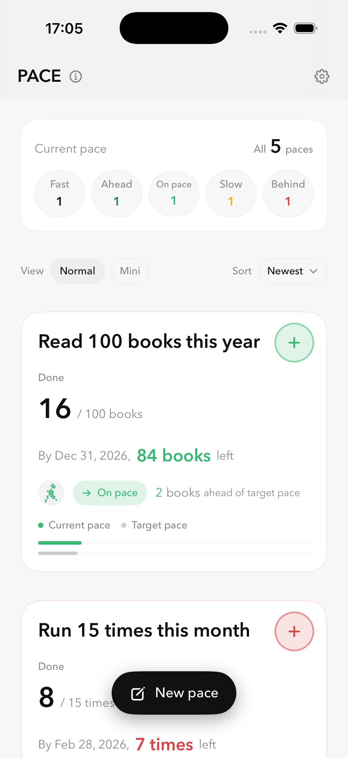 PACE home list screenshot